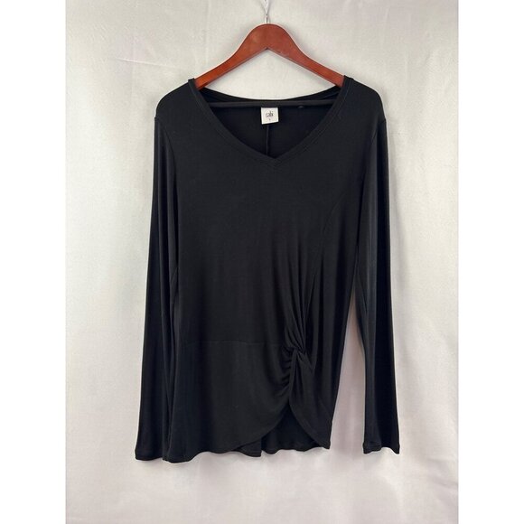 Cabi Black V-Neck Long Sleeve Top With Front Twist Detail Size S Rayon & Spandex - Picture 2 of 6